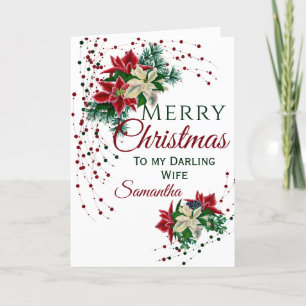 Merry Christmas Darling Wife Poinsettia Flower Holiday Card