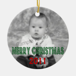 Merry Christmas Dated Photo Ceramic Tree Decoration