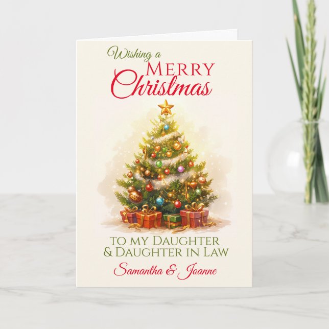 Merry Christmas Daughter And Daughter In Law  Holiday Card (Front)