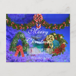 Merry Christmas December 2016 Wreath Sea life Fish Holiday Postcard