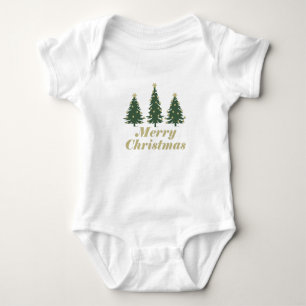 merry christmas deco pine trees baby bodysuit