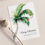 Merry Christmas Decorated Palm Tree Coastal Holiday Card<br><div class="desc">A modern stylish holiday flat greeting card with modern and handwritten script typography featuring a decorated Palm Tree. Easily customise this card by clicking the "Personalise" button.</div>