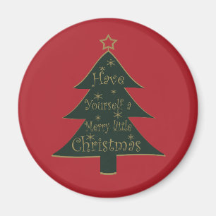 Merry Christmas decorated pine tree Magnet