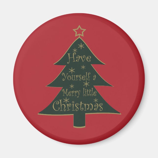 Merry Christmas decorated pine tree Magnet (Front)