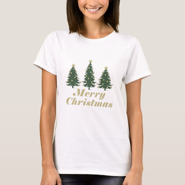 Merry Christmas decorated pine tree T-Shirt (Front)