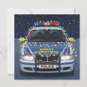 Merry Christmas Decorated Police Car Holiday Card