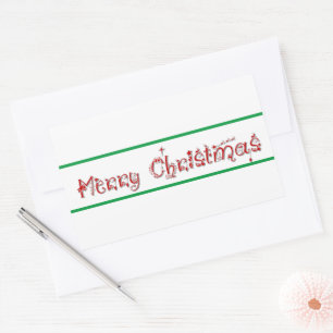 Merry Christmas Decorated Text Rectangular Sticker