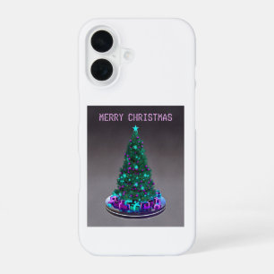 Merry Christmas. Decorated tree with gifts iPhone 16 Case