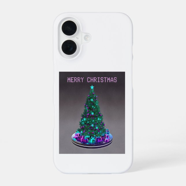Merry Christmas. Decorated tree with gifts iPhone 16 Case (Back)