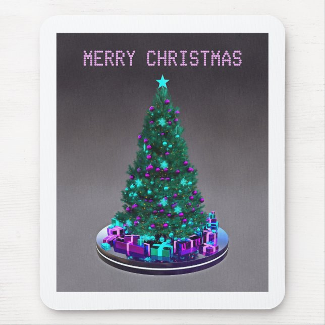 Merry Christmas. Decorated tree with gifts Mouse Mat (Front)