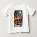 "Merry Christmas Decoration | Cute Santa & Friends Baby T-Shirt<br><div class="desc">"Bring the magic of Christmas to life with this adorable holiday design! Featuring Santa Claus surrounded by his cheerful friends – a smiling snowman, a cute teddy bear, and a playful puppy – all set in a cosy winter wonderland with a decorated Christmas tree and festive lights. This Merry Christmas...</div>