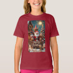 "Merry Christmas Decoration | Cute Santa & Friends T-Shirt<br><div class="desc">"Bring the magic of Christmas to life with this adorable holiday design! Featuring Santa Claus surrounded by his cheerful friends – a smiling snowman, a cute teddy bear, and a playful puppy – all set in a cosy winter wonderland with a decorated Christmas tree and festive lights. This Merry Christmas...</div>