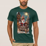 "Merry Christmas Decoration | Cute Santa & Friends T-Shirt<br><div class="desc">"Bring the magic of Christmas to life with this adorable holiday design! Featuring Santa Claus surrounded by his cheerful friends – a smiling snowman, a cute teddy bear, and a playful puppy – all set in a cosy winter wonderland with a decorated Christmas tree and festive lights. This Merry Christmas...</div>