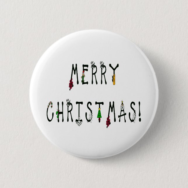 Merry Christmas Decoration Font 6 Cm Round Badge (Front)