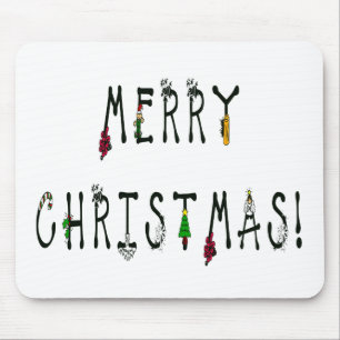 Merry Christmas Decoration Font Mouse Mat