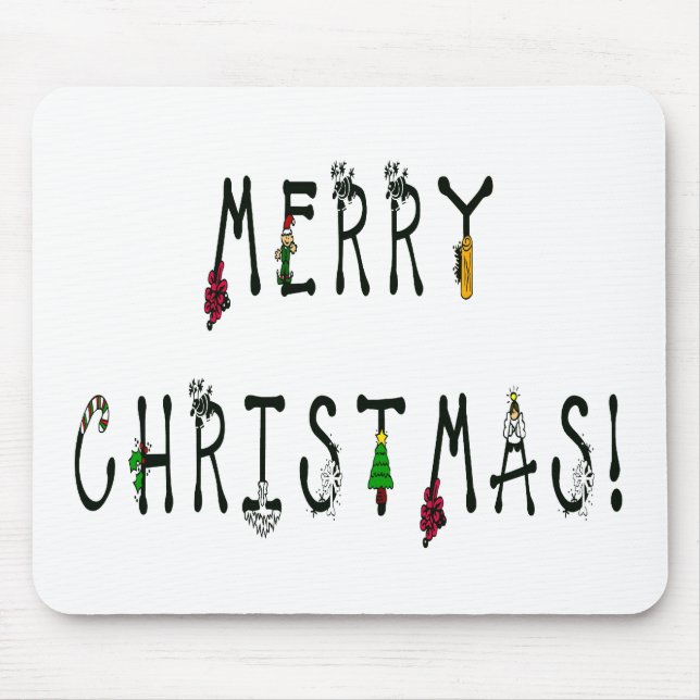 Merry Christmas Decoration Font Mouse Mat (Front)