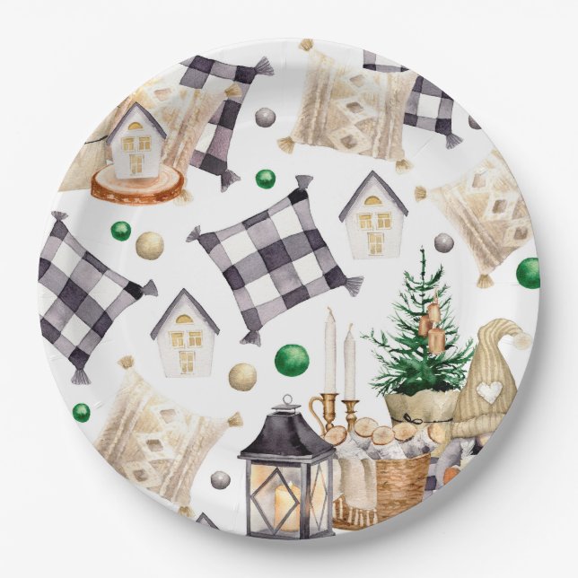 Merry Christmas Decoration Gnome Paper Plate (Front)