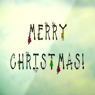 Merry Christmas Decoration Home & Store 11x8 Vinyl Window Cling