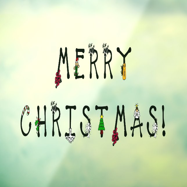 Merry Christmas Decoration Home & Store 11x8 Vinyl Window Cling (Sheet 3)