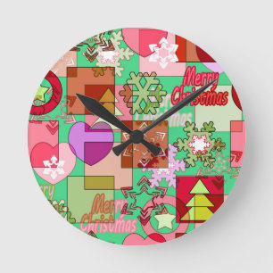 Merry Christmas decoration ornament snowflake hear Round Clock