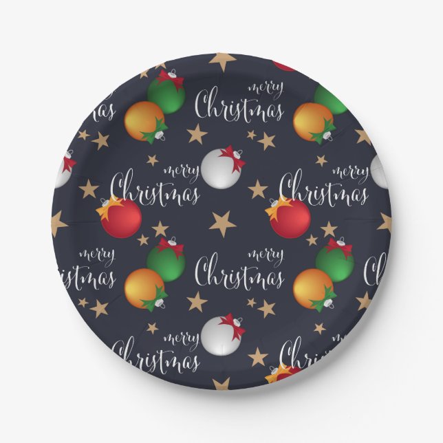 Merry Christmas Decorations | Holidays Paper Plate (Front)