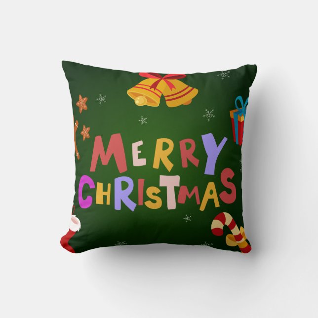 Merry Christmas Decorative Decor Cushion (Front)