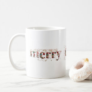 Merry Christmas Decorative Gold and Baubles Text Coffee Mug