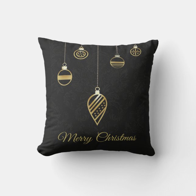 Merry Christmas Decorative Gold Geometry Cushion (Front)
