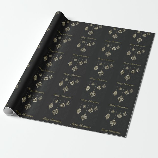Merry Christmas Decorative Gold Geometry wrapping Paper (Unrolled)