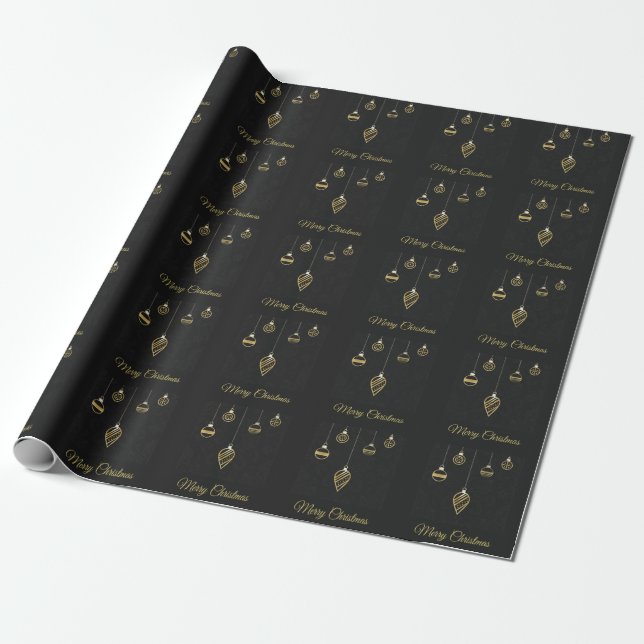 Merry Christmas Decorative Gold Geometry Wrapping Paper (Unrolled)