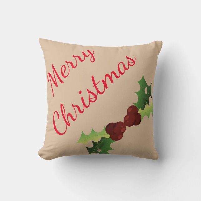 Merry Christmas Decorative Leaf Cushion (Front)