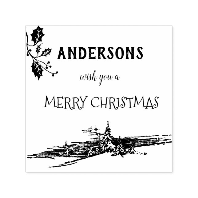 Merry Christmas decorative myrtle family Self-inking Stamp (Design)