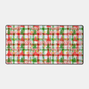 Merry Christmas Decorative Plaid Tartan Desk Mat