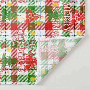 Merry Christmas Decorative Plaid Tartan Tapestry