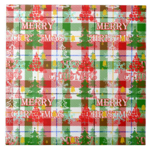 Merry Christmas Decorative Plaid Tartan Tile