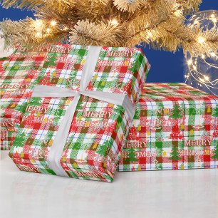 Merry Christmas Decorative Plaid Tartan Wrapping Paper