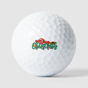 Merry Christmas Decorative Typography Script  Golf Balls