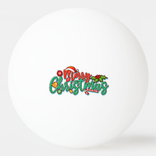 Merry Christmas Decorative Typography Script  Ping Pong Ball