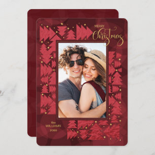 Merry Christmas Deep Red Holiday Trees Photo