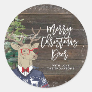 merry christmas deer classic round sticker