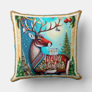 MERRY CHRISTMAS DEER CUSHION