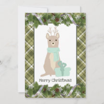 Merry Christmas Deer Flat Greeting Card