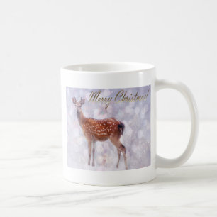 Merry Christmas Deer Friends in Snow Coffee Mug