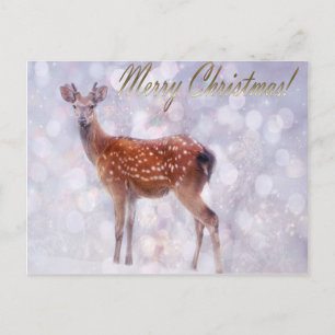 Merry Christmas Deer Friends in Snow Holiday Postcard