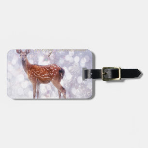 Merry Christmas Deer Friends in Snow Luggage Tag