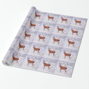 Merry Christmas Deer Friends in Snow Wrapping Paper
