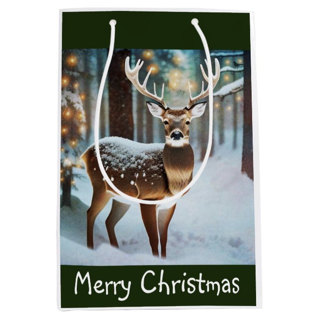 Merry Christmas Deer Medium Gift Bag (Front)