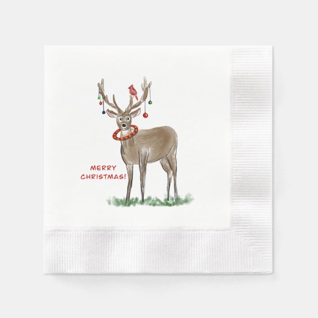 Merry Christmas Deer napkins (Front)