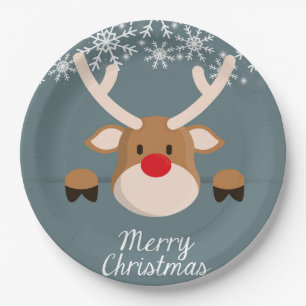 Merry Christmas Deer Paper Plate