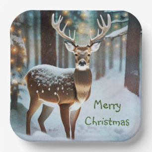Merry Christmas Deer Paper Plate
